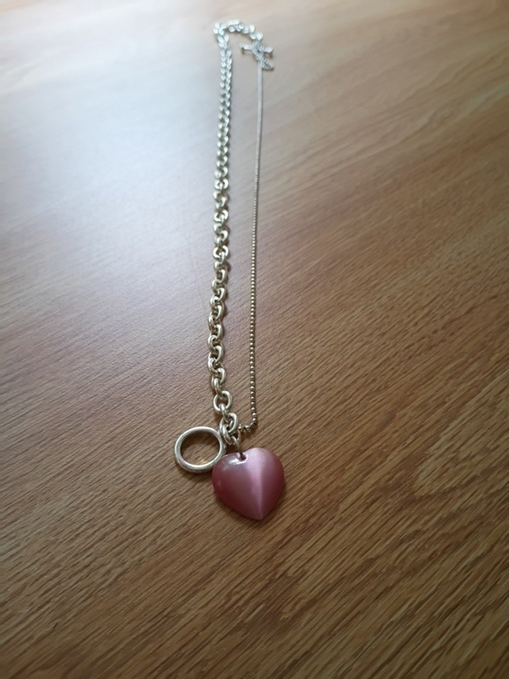 Not Rated Gold-Tone Chain Necklace with Pink Heart Charm